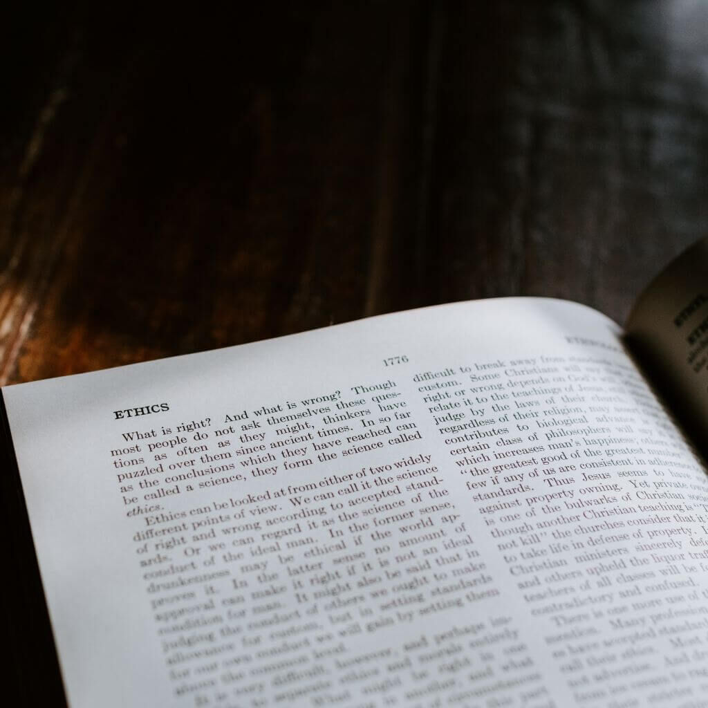 Code of Ethics in a book