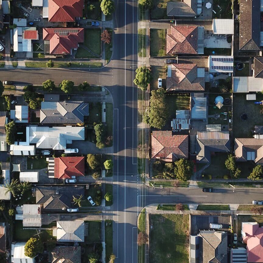 residential neighborhood taken from above
